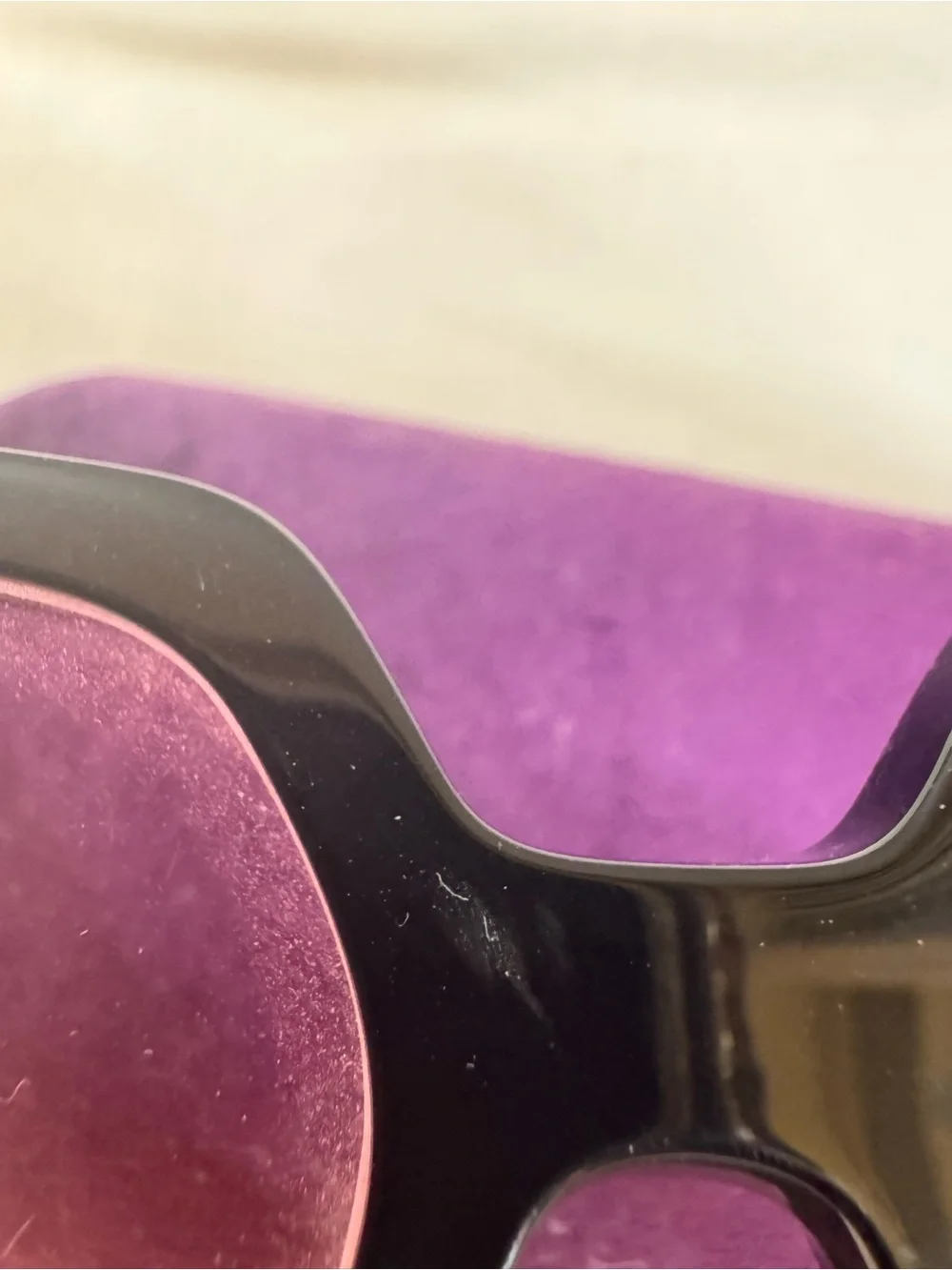 Gucci Women’s Black Frame Sunglasses with Purple Lenses and Purple Case